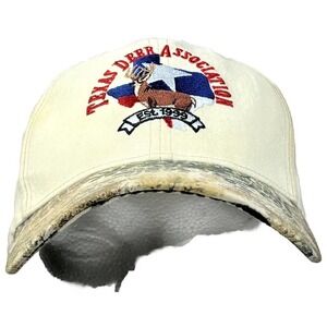 NOS Texas Deer Association Camouflage Strapback Ball Cap Embroidered Logo Hat